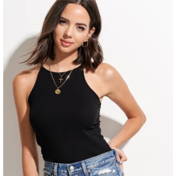 Tops - New Black Ribbed Racer Back Tank Top